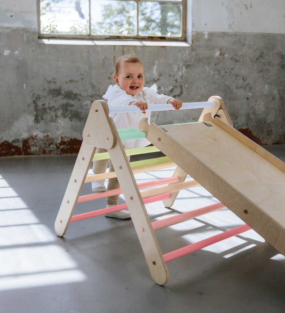 Klimdriehoek Jindl inklapbaar PREMIUM met glijbaan pastel, Kinderen en Baby's, Ophalen, Jindl, Info@jindl.nl, Zo goed als nieuw