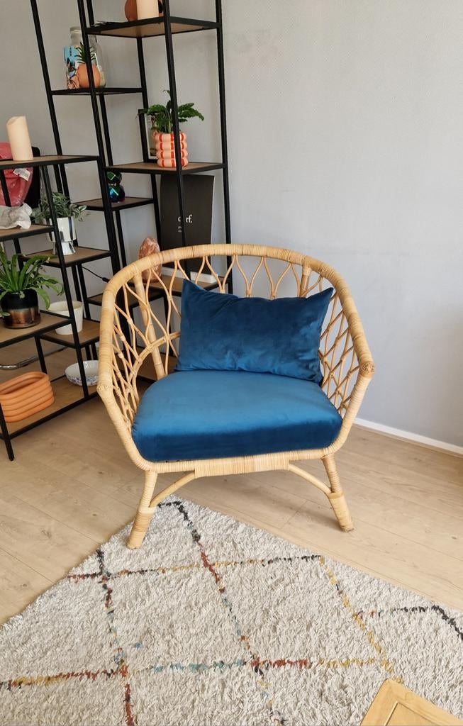 2x IKEA Stockholm 2017 rotan stoel / fauteuil + 3x hoezenset, Huis en Inrichting, Ophalen, Gebruikt, Twee, IKEA Stockholm 2017