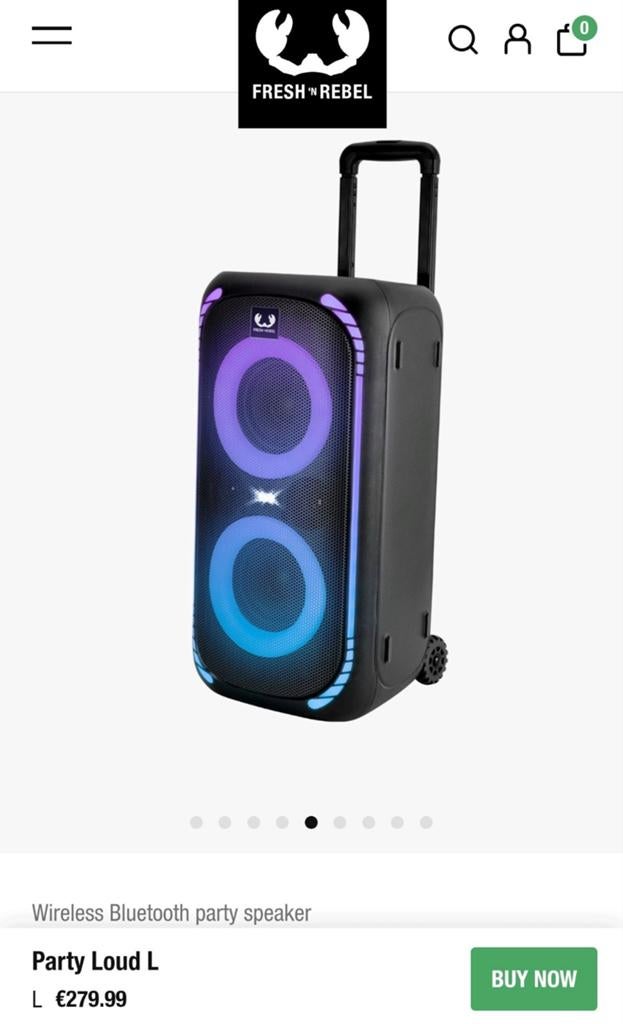 Fresh 'n Rebel Party Loud L Bluetooth Speaker - Zgan, Audio, Tv en Foto, Luidsprekers, Overige typen, Zo goed als nieuw, 120 watt of meer