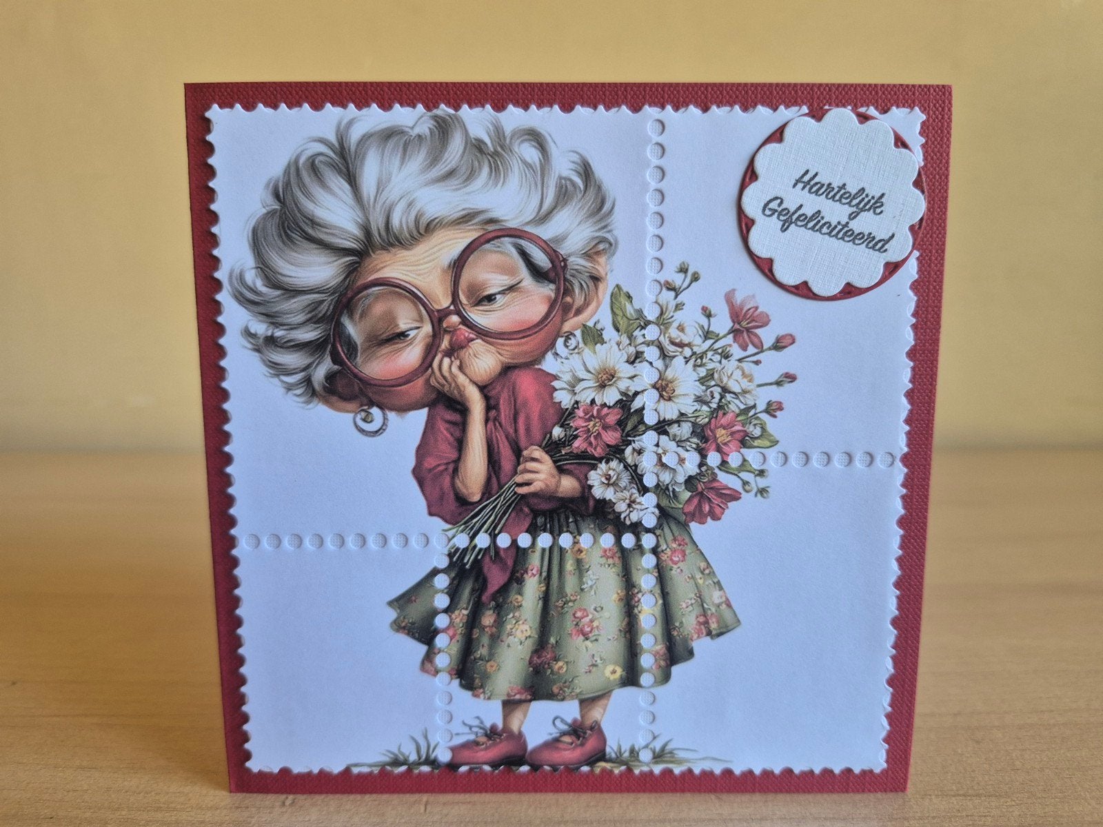 322a) zelfgemaakte kaart- postzegel (verjaardag), Hobby en Vrije tijd, Kaarten | Zelfgemaakt, Ophalen of Verzenden, Nieuw