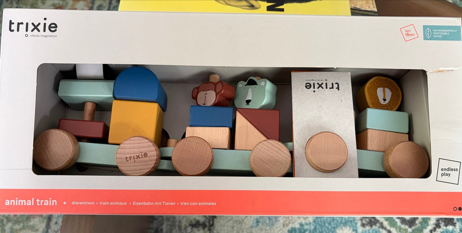 Trixie Houten Dieren Trein - Nieuw in doos, Ophalen of Verzenden, Nieuw, Duw- of Trekspeelgoed