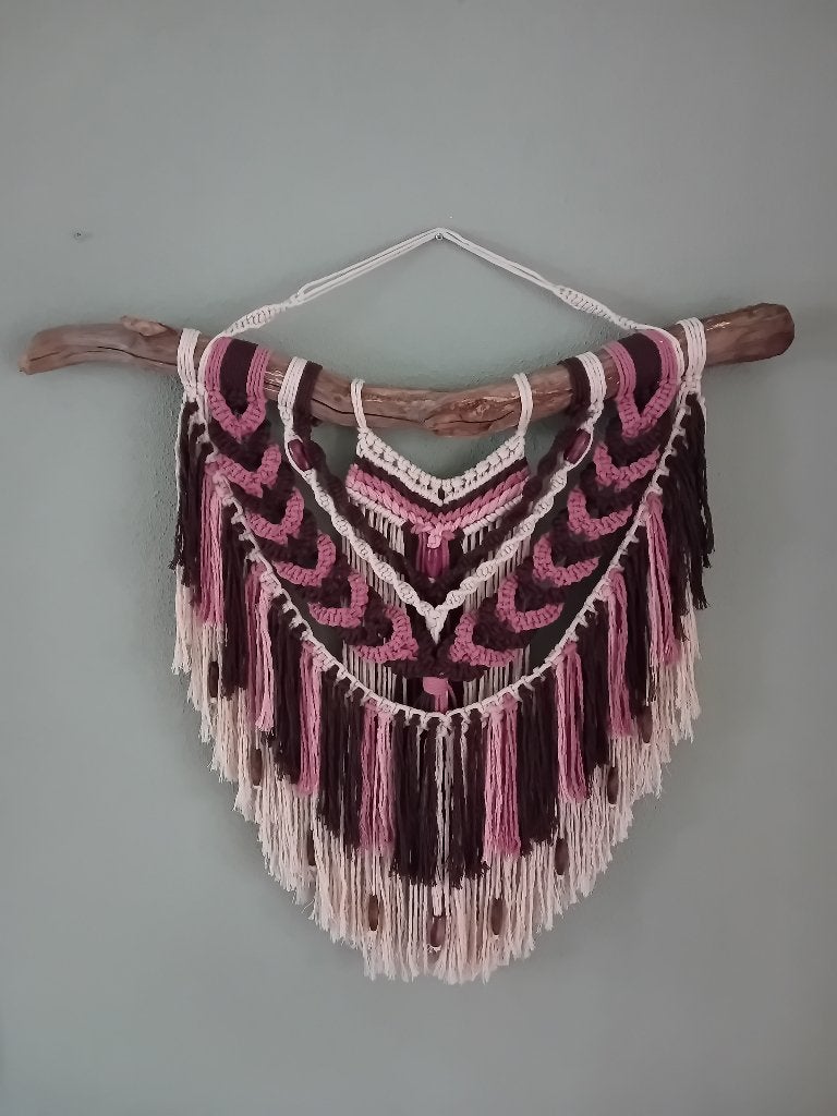 Macrame wandhanger, wanddecoratie, muurdecoratie, Eigen ontwerp, Nieuw, Ophalen of Verzenden, Bruin