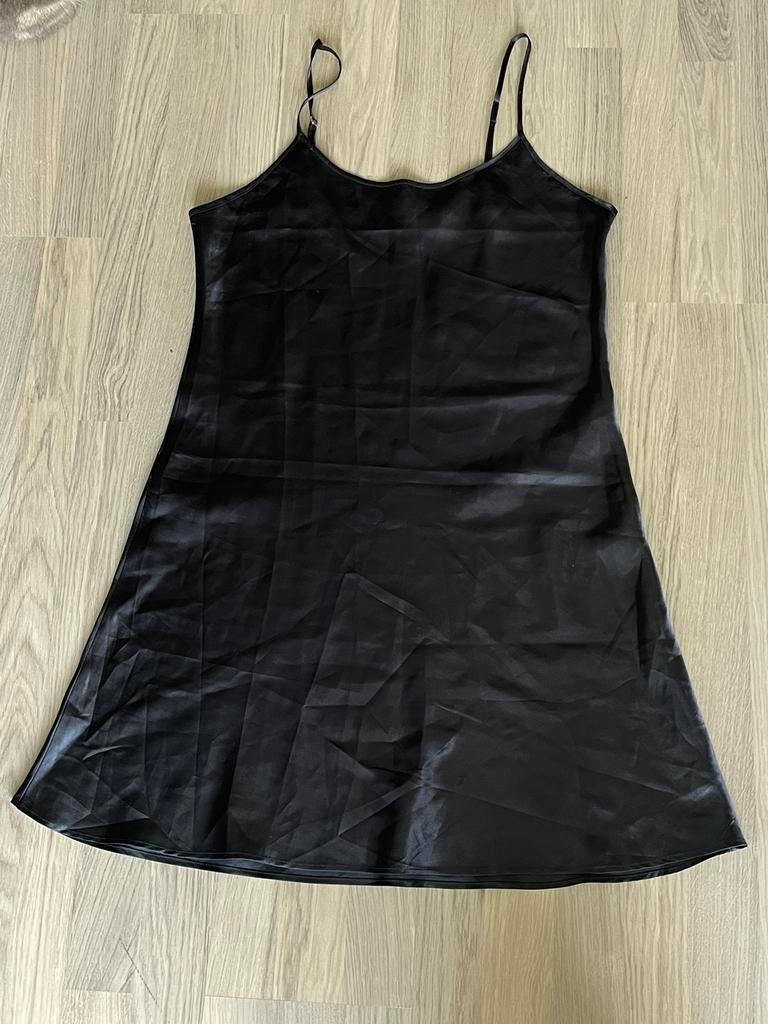 Donker blauwe Anni Rolfi silk dress maat L, Ophalen of Verzenden, Zo goed als nieuw