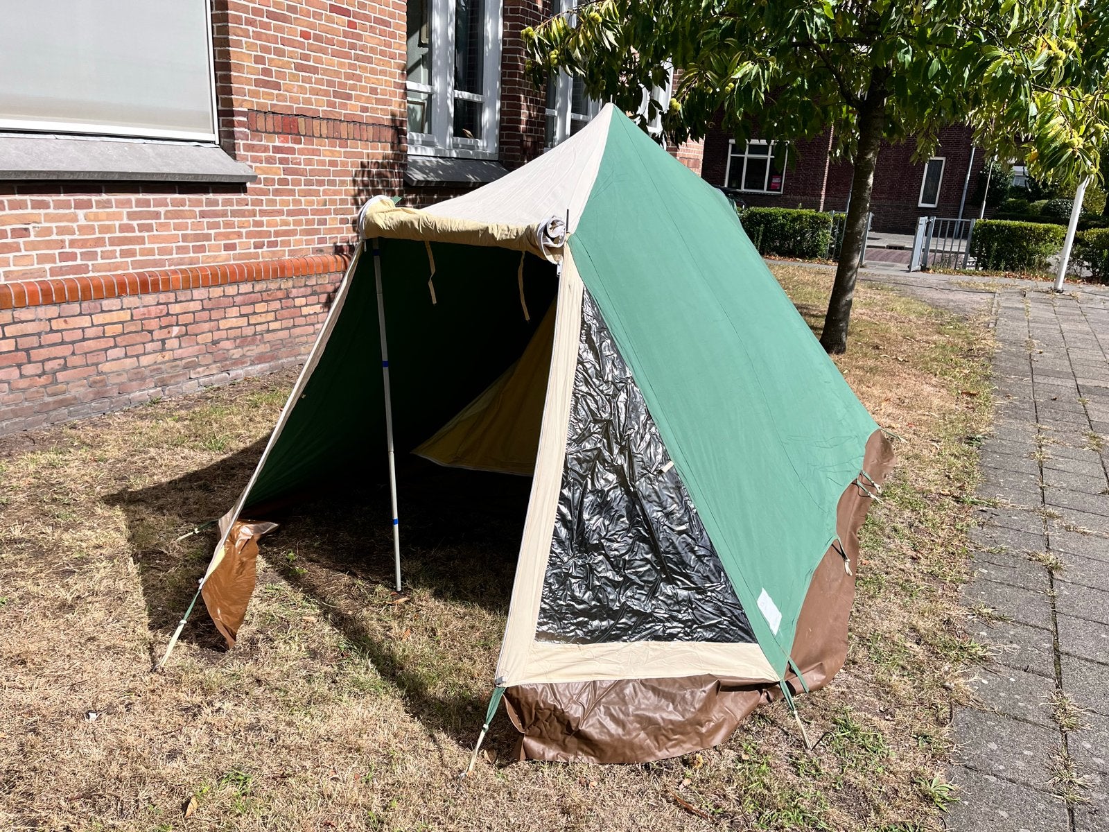 Vintage groene tent - Adelaar 2 persoons, Caravans en Kamperen, Tenten, tot en met 2, Gebruikt, Ophalen of Verzenden