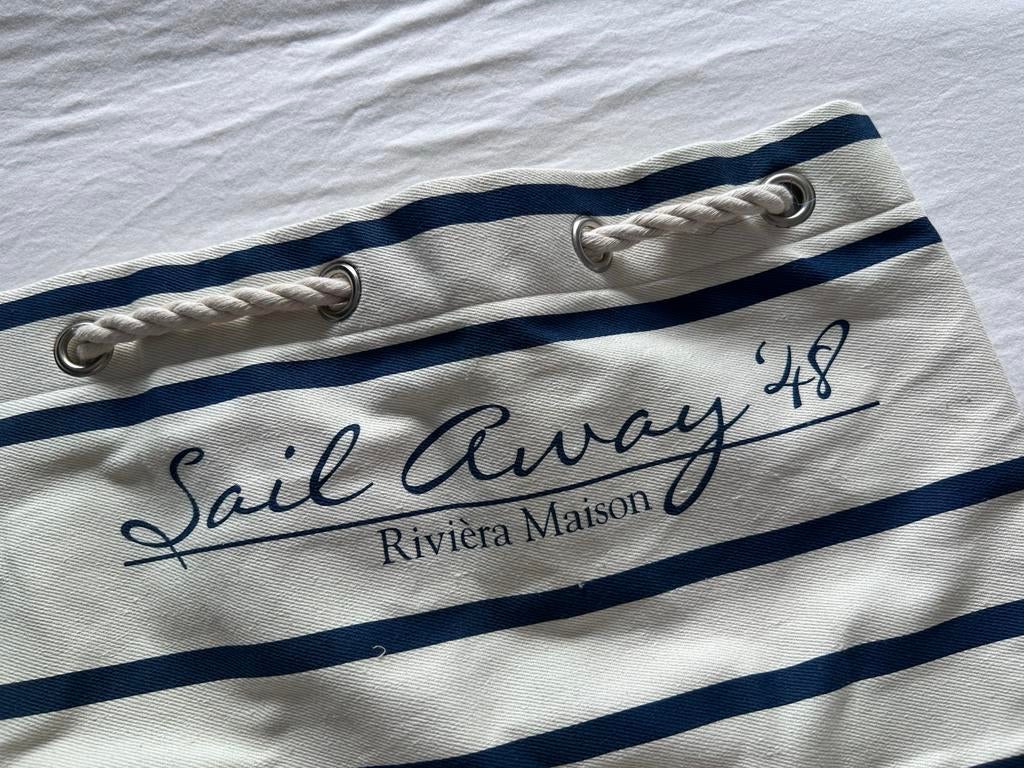 Riviera Maison Sail Away '48 gestreepte strandtas, Ophalen, Zo goed als nieuw, Blauw, Shopper