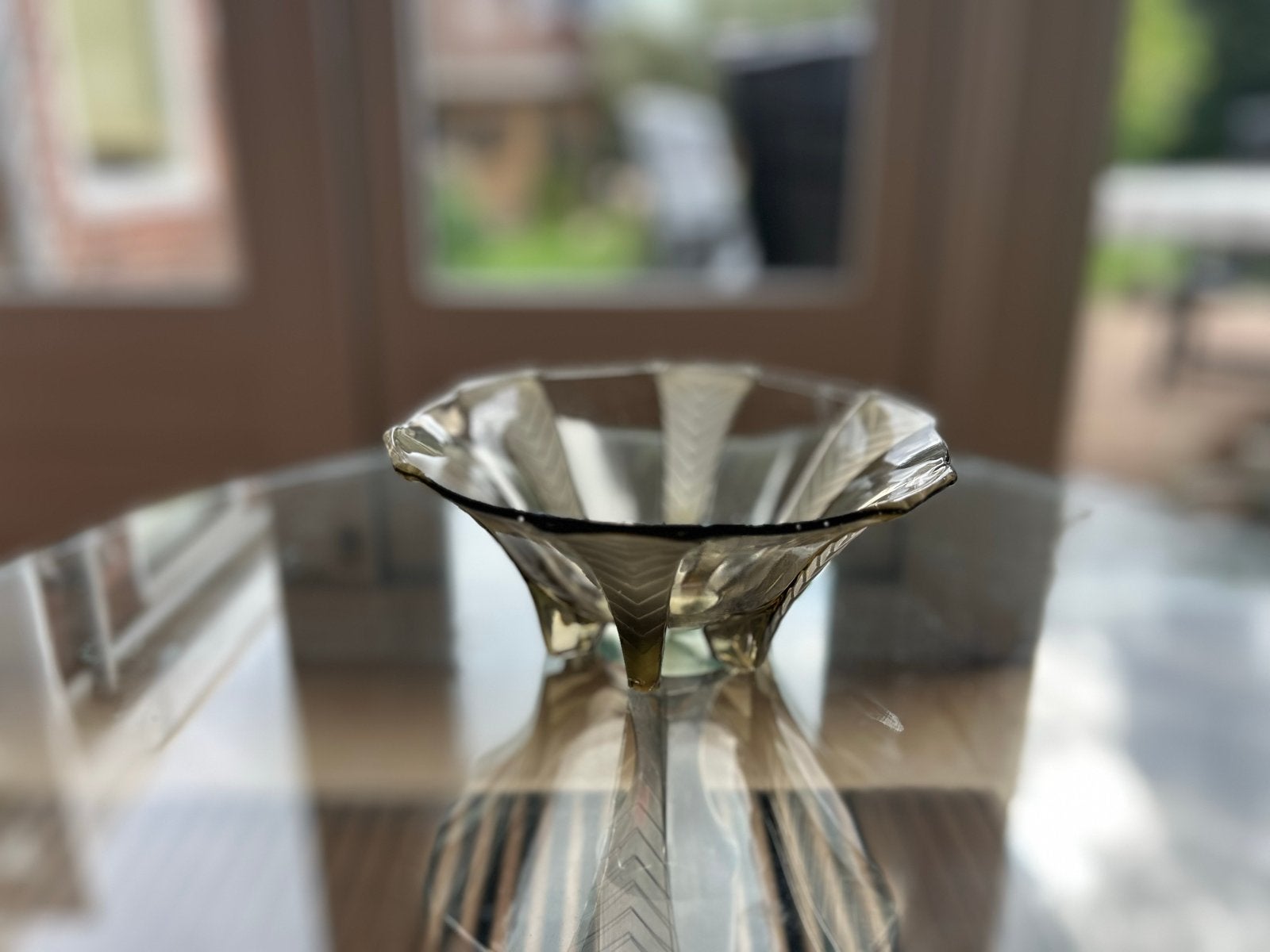 Art deco glazen schaal op voetjes, Ophalen of Verzenden