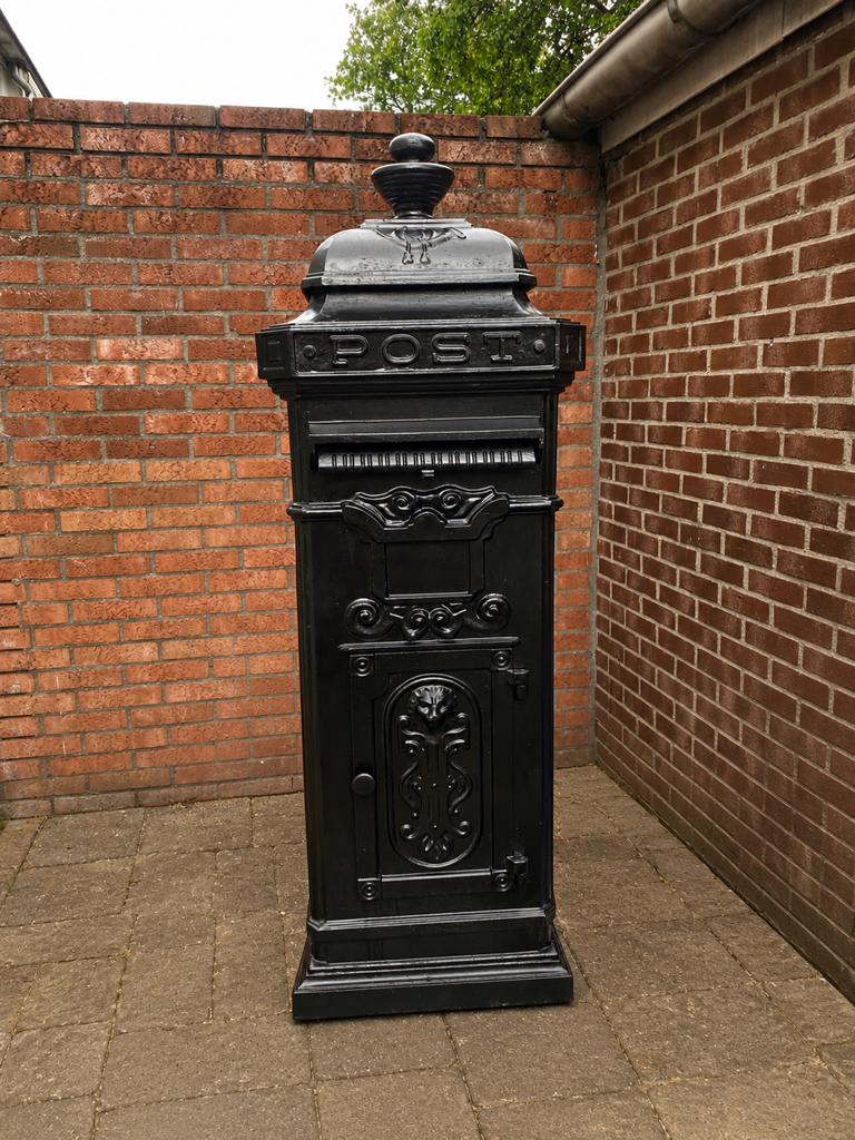 Vintage Kolom Brievenbus - Engelse Stijl Tuin Ornament, Tuin en Terras, Brievenbussen, Ophalen of Verzenden, Gebruikt, IJzer, Staande brievenbus
