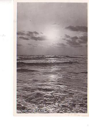 Ansichtkaart	Katwijk aan Zee	Zonsondergang, Verzenden, 1940 tot 1960, Ongelopen, Zuid-Holland