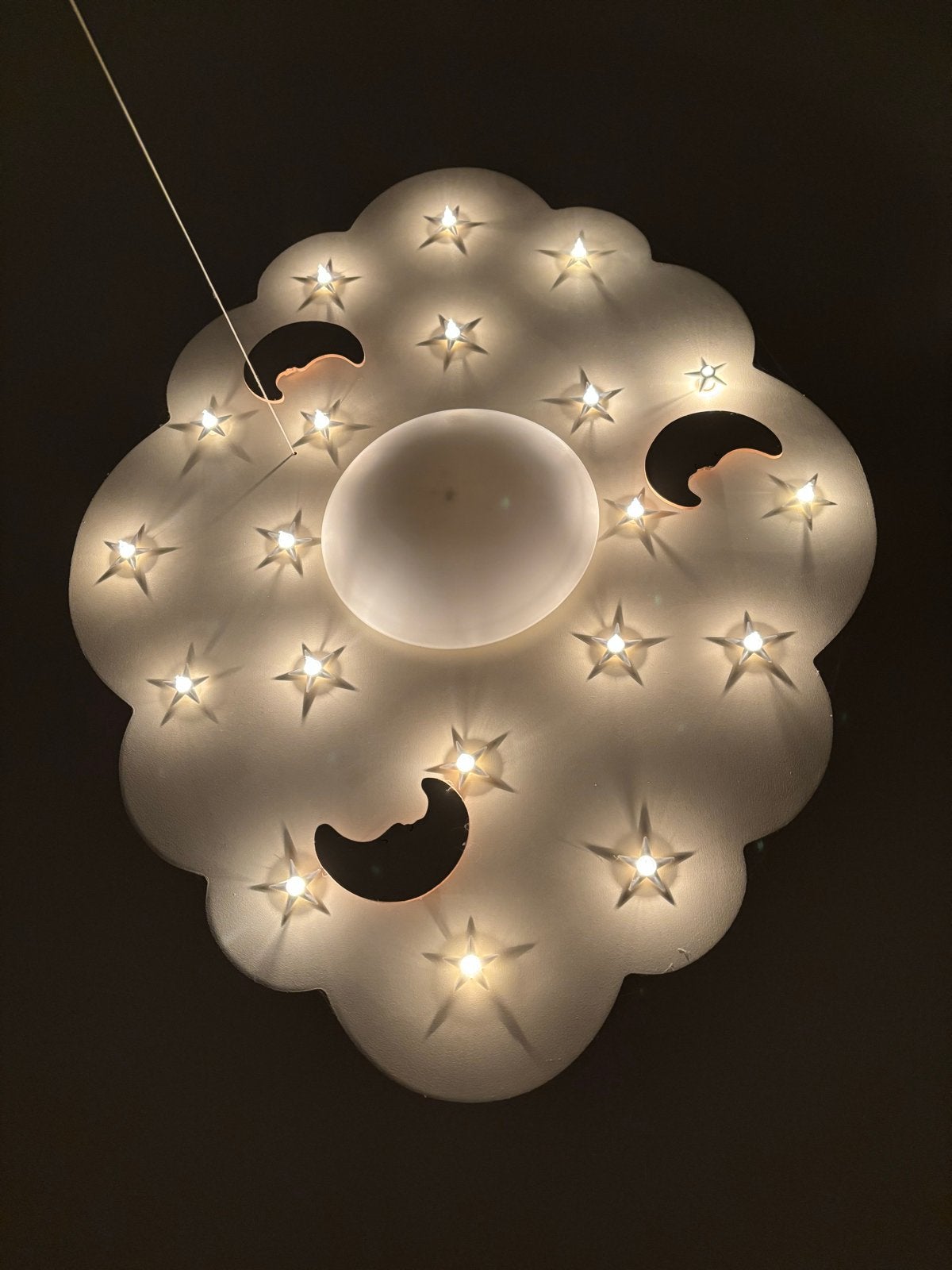 Leuke plafondlamp wolk met sterren en manen voor kinderkamer, Ophalen, LED, Zo goed als nieuw, Wit