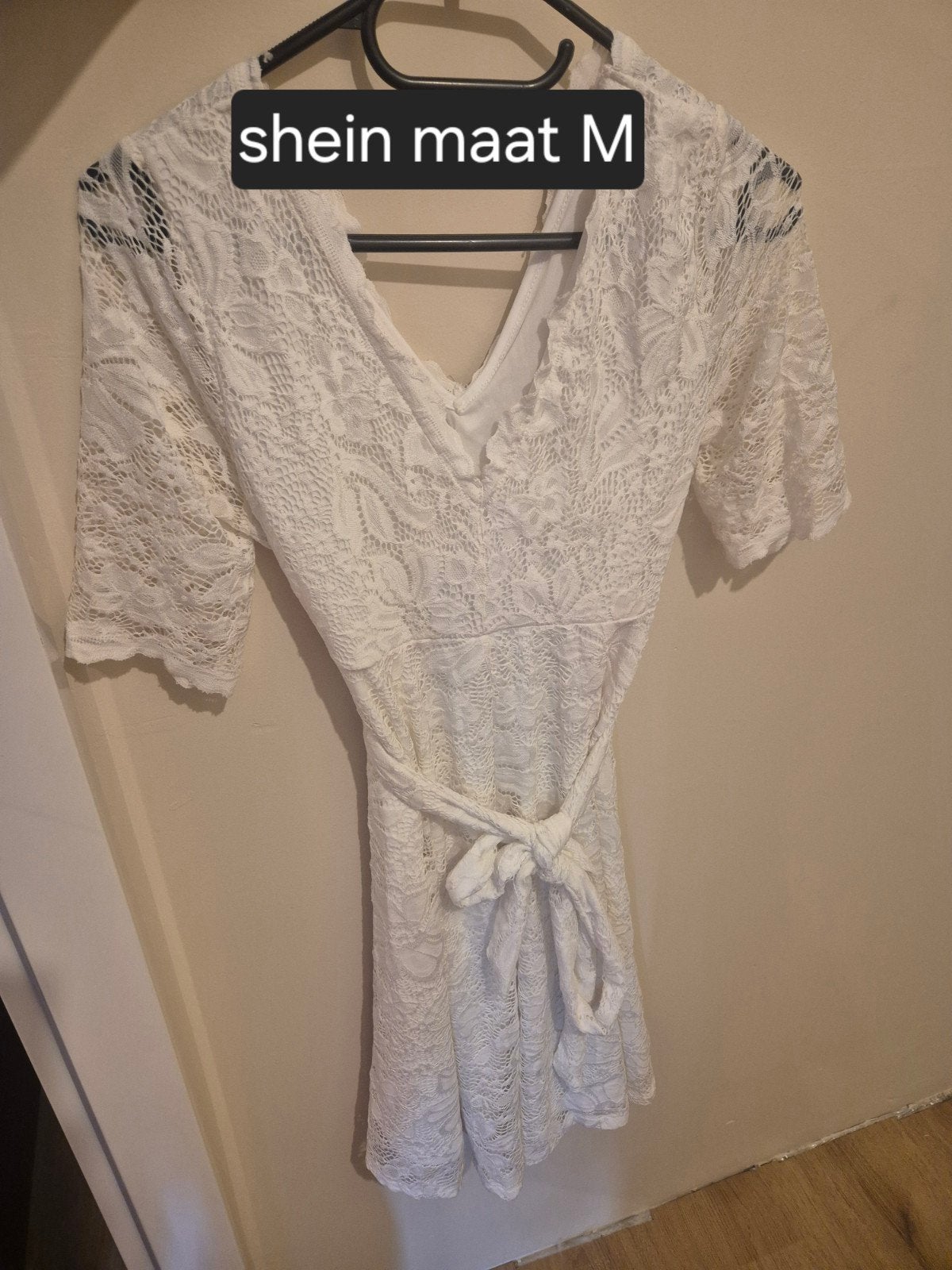 Shein Kanten Jurk Wit Maat M, Maat 38/40 (M), Wit, Ophalen of Verzenden, Zo goed als nieuw
