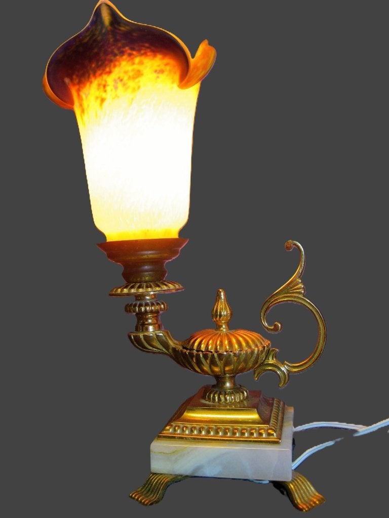 Vintage veelkleurige tafellamp Art de France., Ophalen