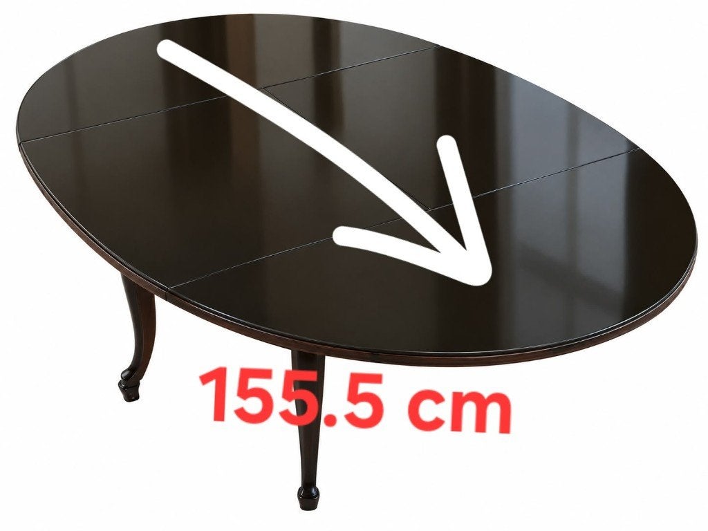 Ronde uitschuifbare eettafel – mahonie, 99 tot 155 cm, Ophalen, Gebruikt, Klassiek, Rond