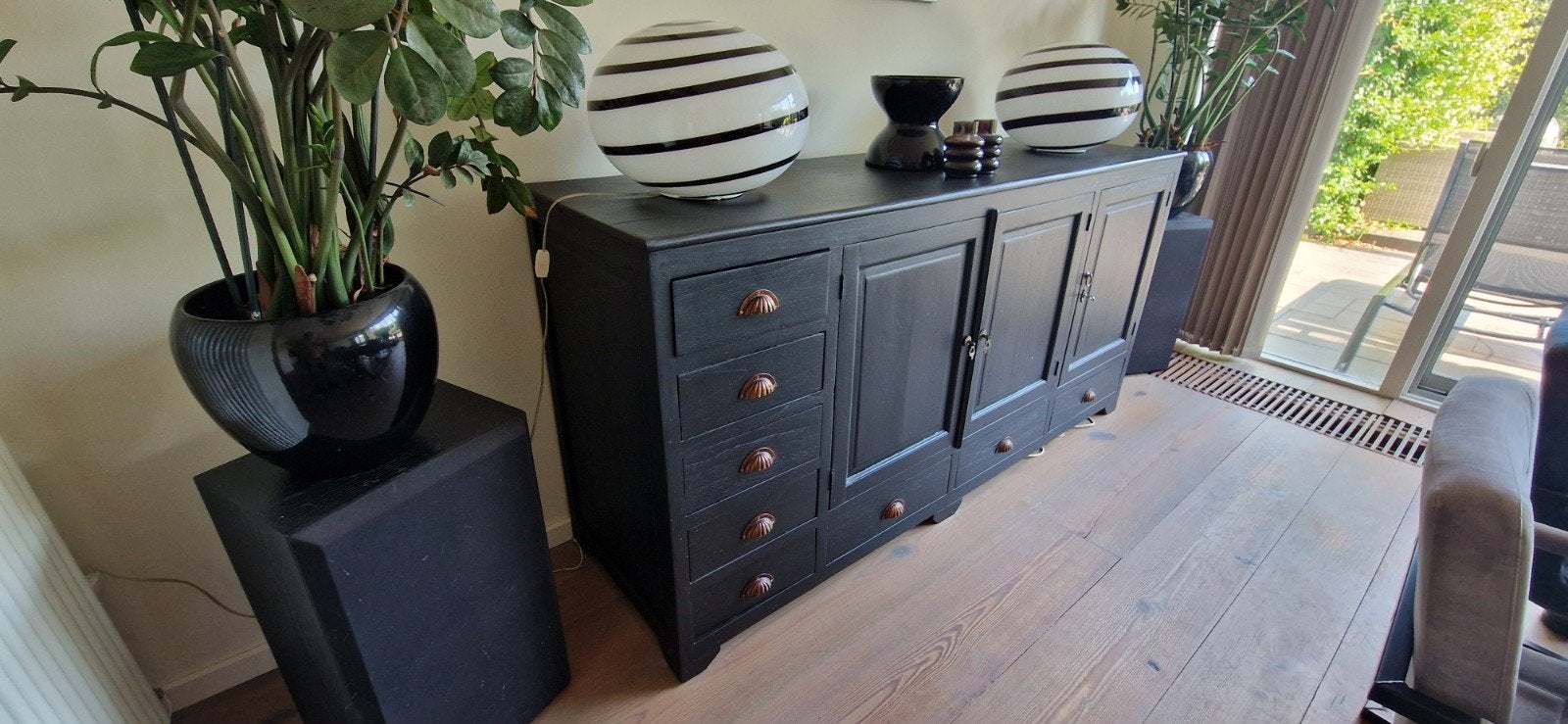 Zwart dressoir met lades en deuren, Ophalen, Gebruikt, Met lade(s), Modern landelijk