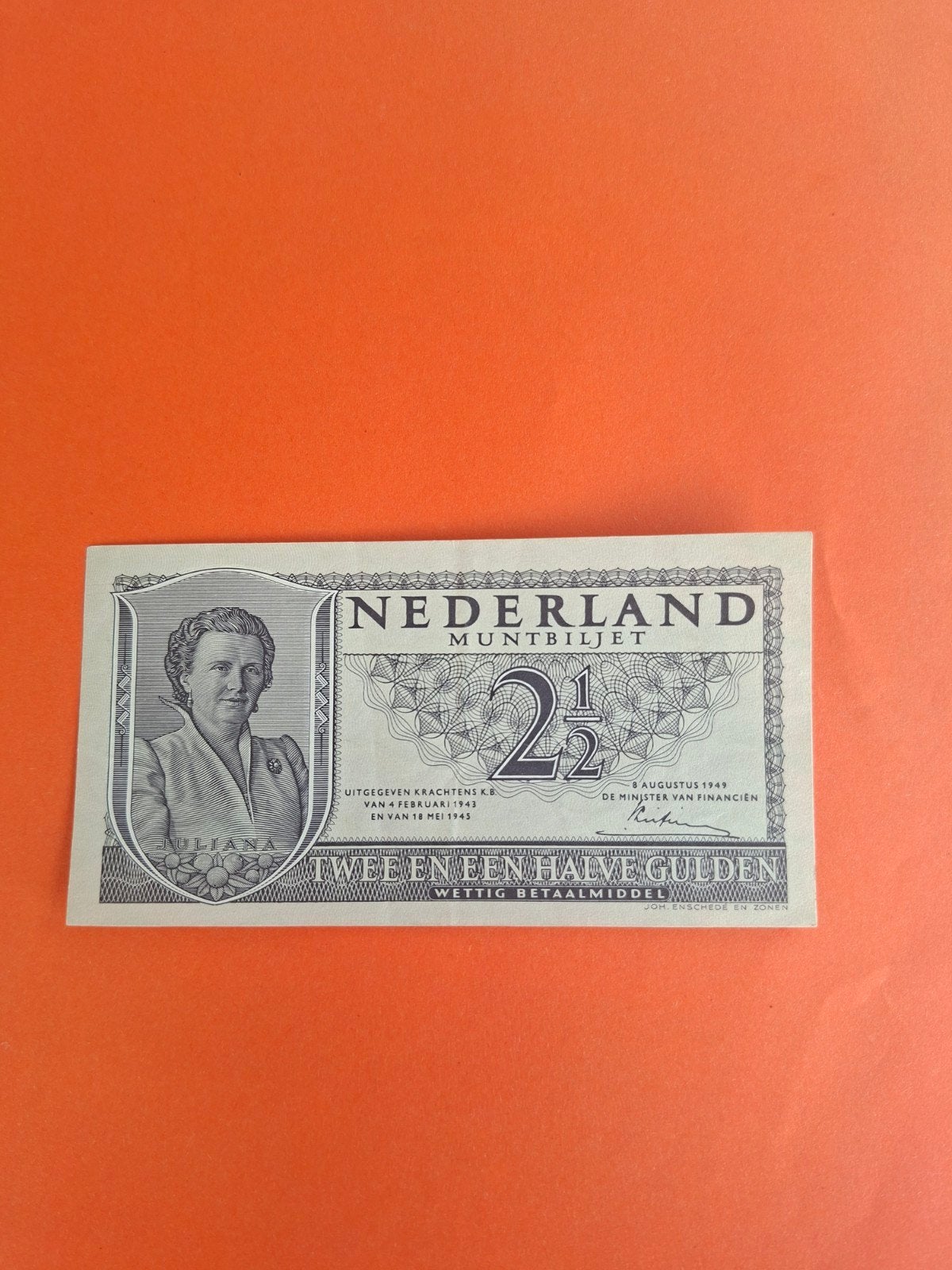 2,5 gulden Juliana misdruk uit 1949 in AUNC
Serie nummer 3 X, Postzegels en Munten, Bankbiljetten | Nederland, Ophalen of Verzenden