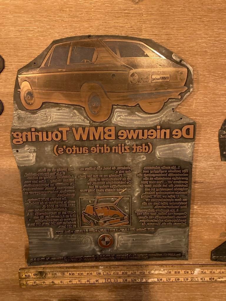 3  BMW Drukplaten zink cliches - Unieke Auto Memorabilia, Ophalen, Zo goed als nieuw