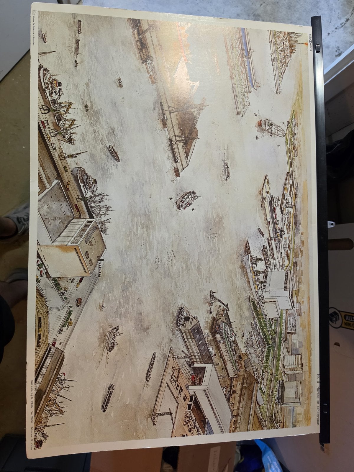 Vintage haven en scheepvaart poster, Ophalen of Verzenden, Stad- en Dorpsgezichten