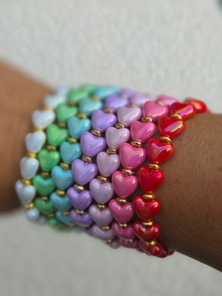 Mooie hartjes armbanden, Overige kleuren, Ophalen of Verzenden, Zo goed als nieuw, Elastiek