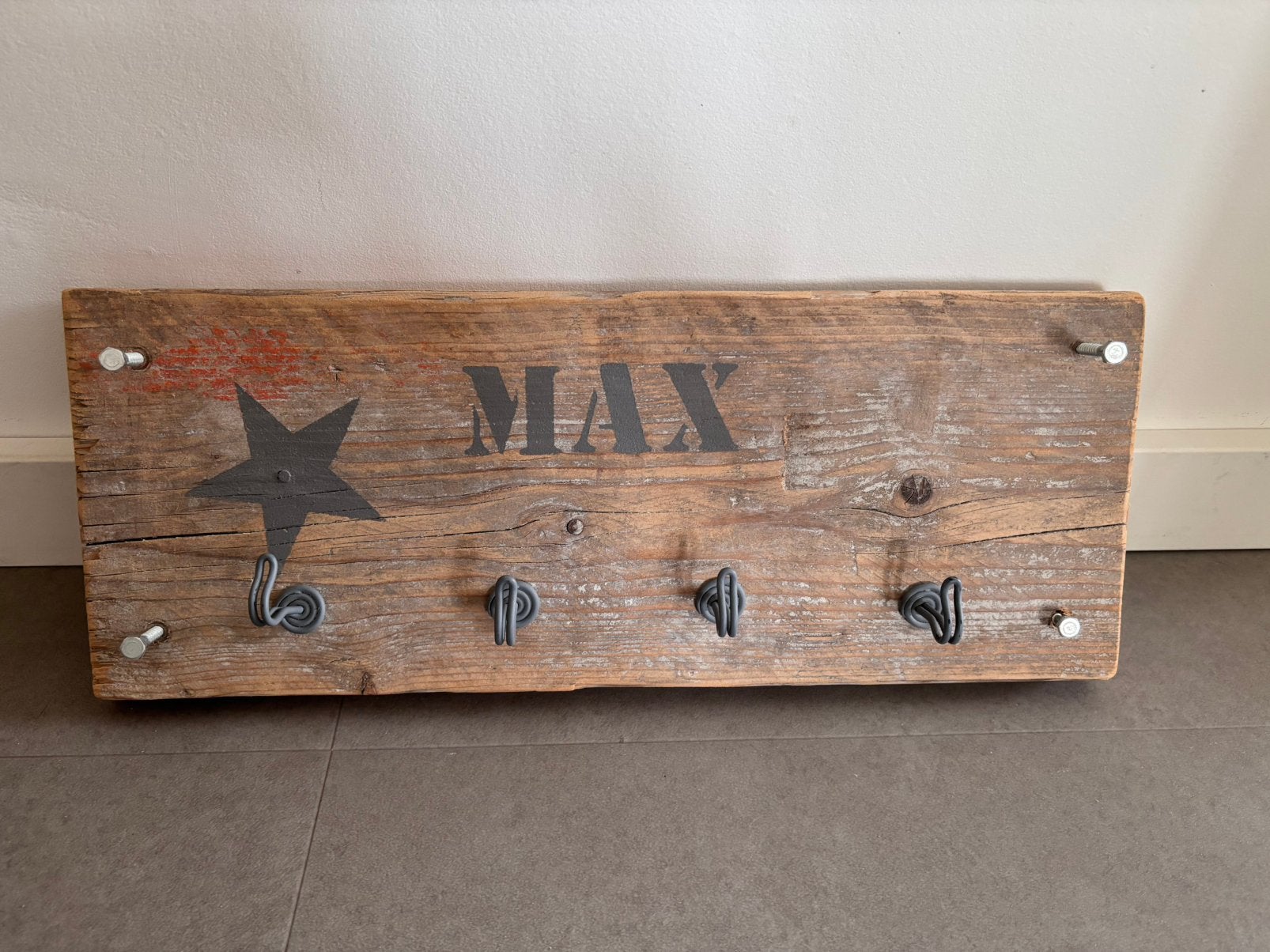 Kapstok steigerhout met opdruk Max, Overige merken, Ophalen of Verzenden, Zo goed als nieuw, Kapstokje