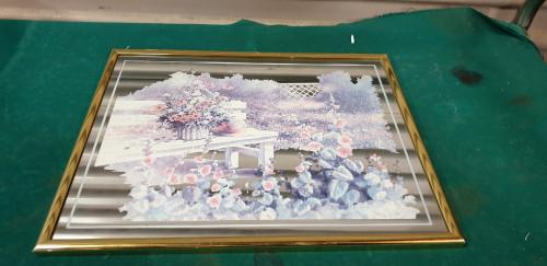 spiegelschilderij bloemen en bankje, Ophalen of Verzenden, 'T Olde Gre-j, Info@toldegrej.nl, Endepoelstraat 20f Didam