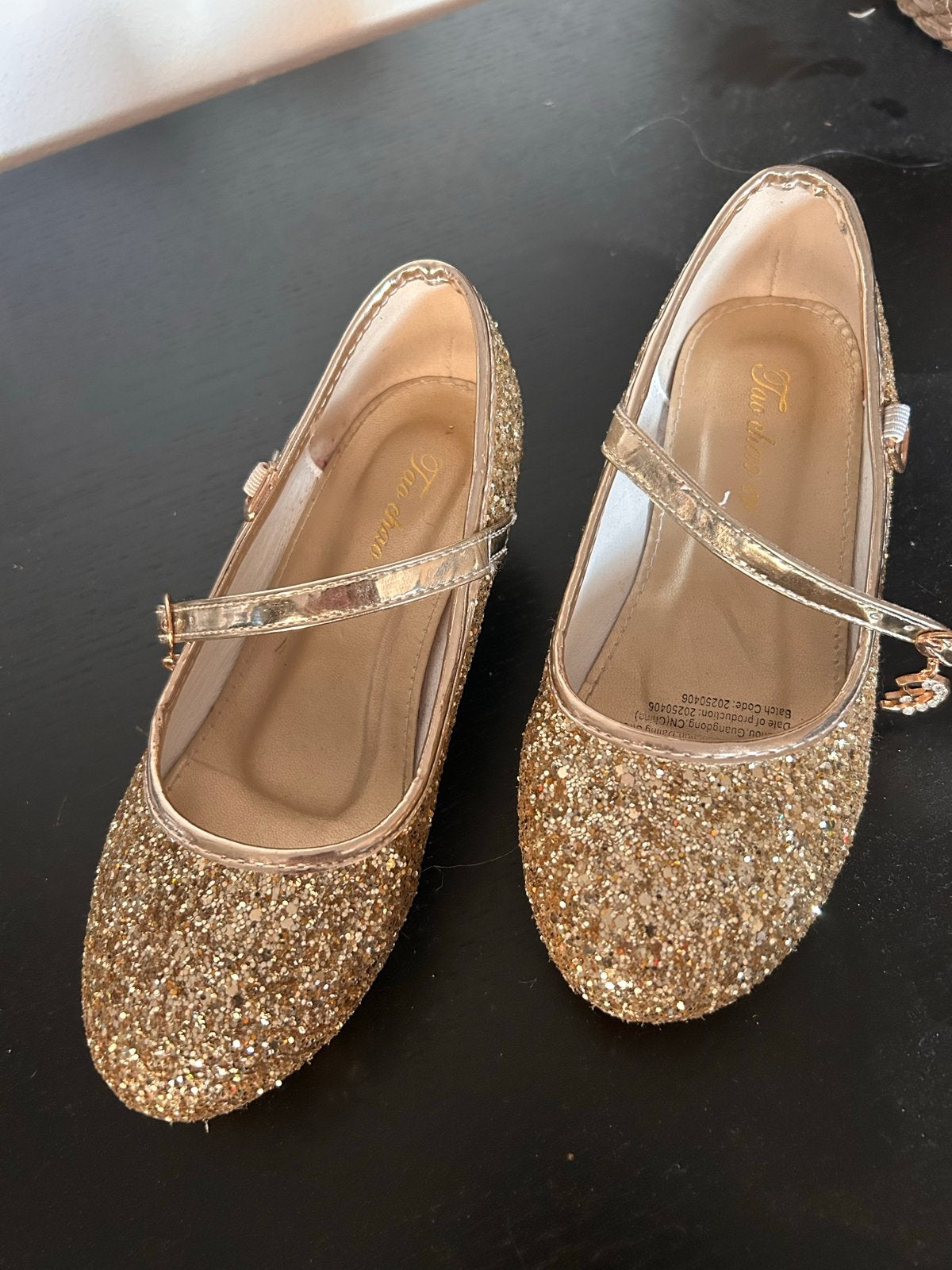 Gouden glitter schoenen maat 30, Ophalen, Meisje, Schoenen, Zo goed als nieuw