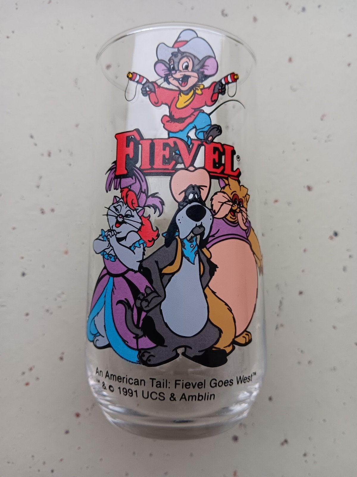 Vintage Fievel in het Wilde Westen glas 1991, Ophalen of Verzenden, Zo goed als nieuw