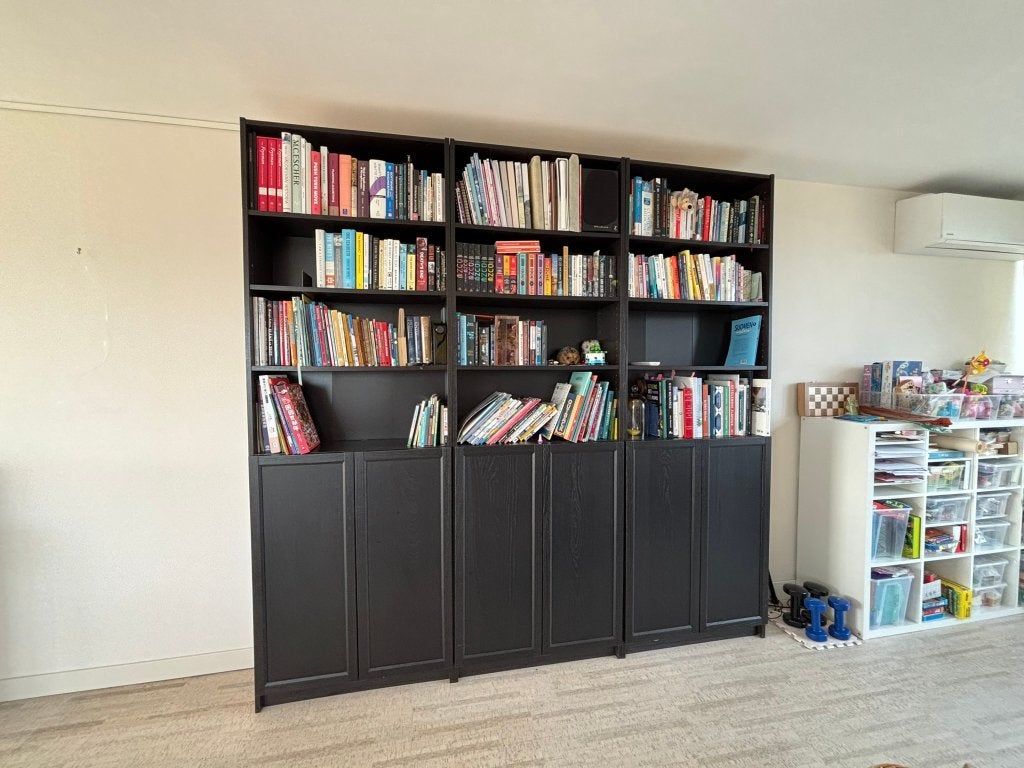 1x IKEA BILLY boekenkast zwart + OXBERG deuren, Ophalen, Gebruikt, 200 cm of meer, 50 tot 100 cm