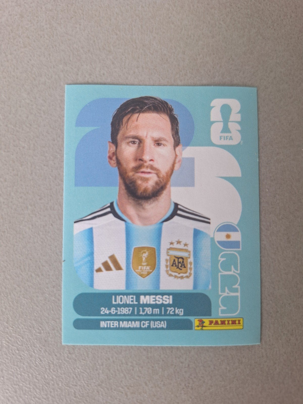 Lionel Messi FIFA World Cup 2026 Panini, Ophalen of Verzenden, Zo goed als nieuw, Buitenlandse clubs, Spelerskaart
