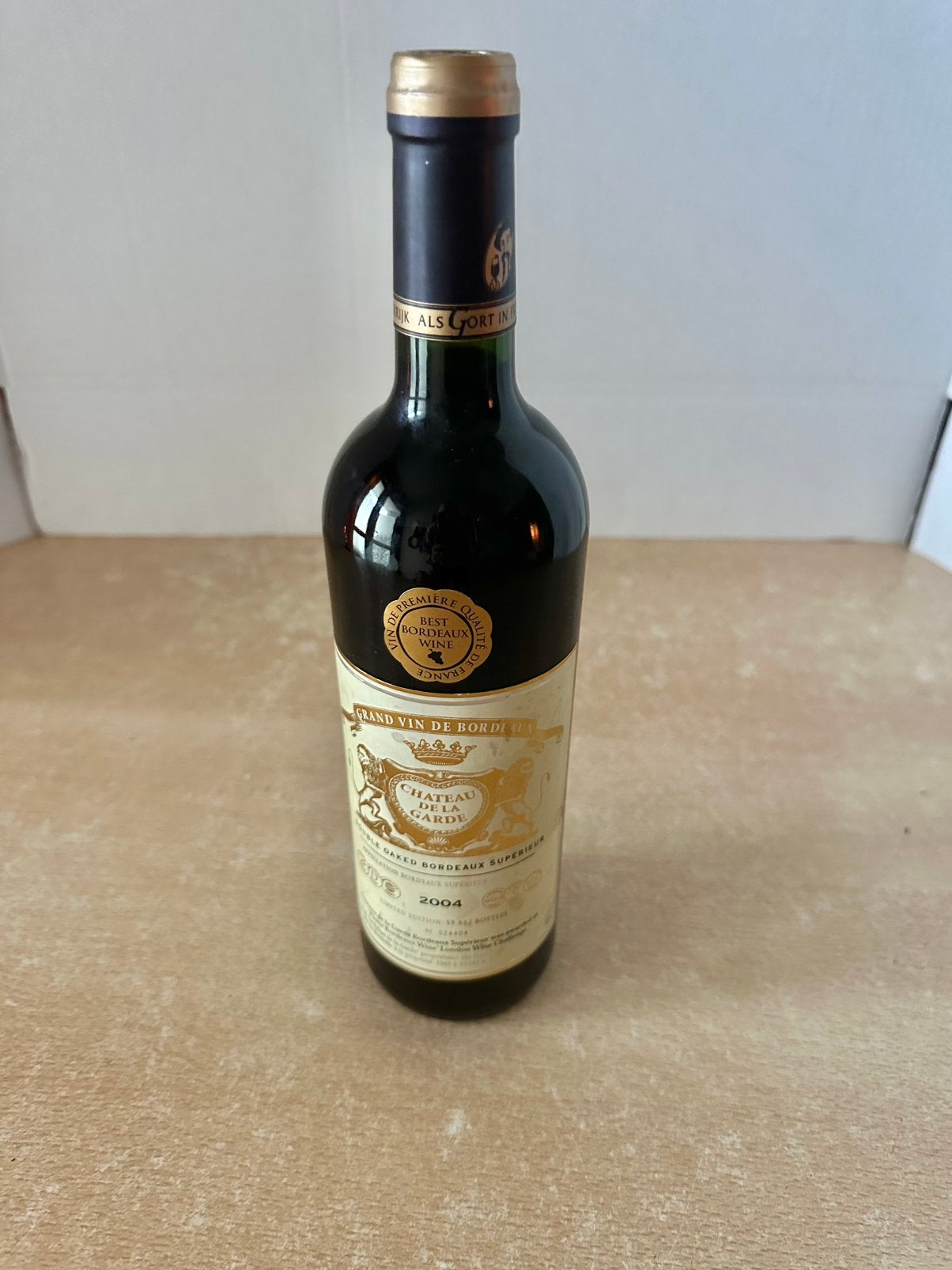 Fles Chateau de la Garde Bordeaux Supérieur 2004, Gebruikt, Frankrijk, Ophalen of Verzenden, Rode wijn