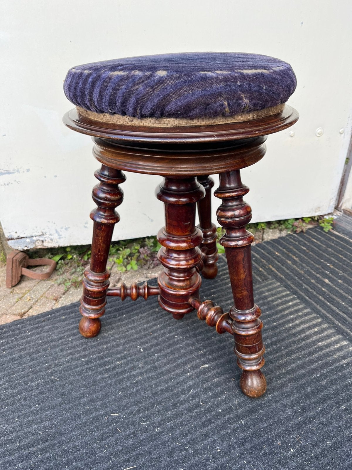 Antieke houten pianokruk - 53 cm hoog, 37 cm diameter, Ophalen of Verzenden
