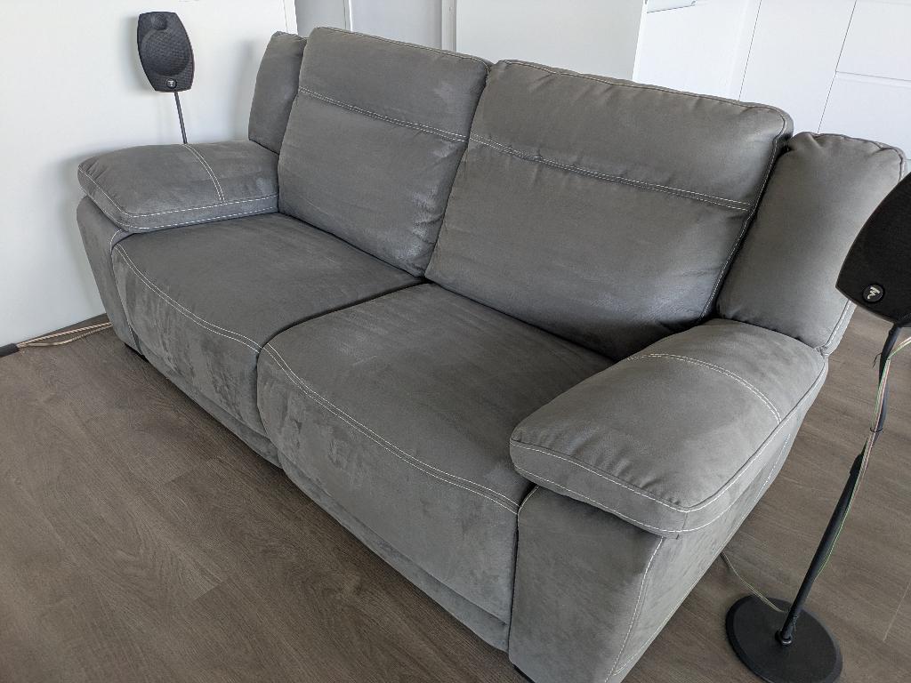 3-zits bank antraciet elektrisch verstelbaar, Ophalen, Antraciet, leatherlook, 150 tot 200 cm, Driepersoons