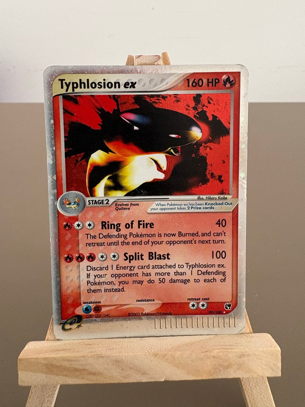 Typhlosion ex Pokémon Kaart 99 Sandstorm, Ophalen of Verzenden, Gebruikt, Losse kaart