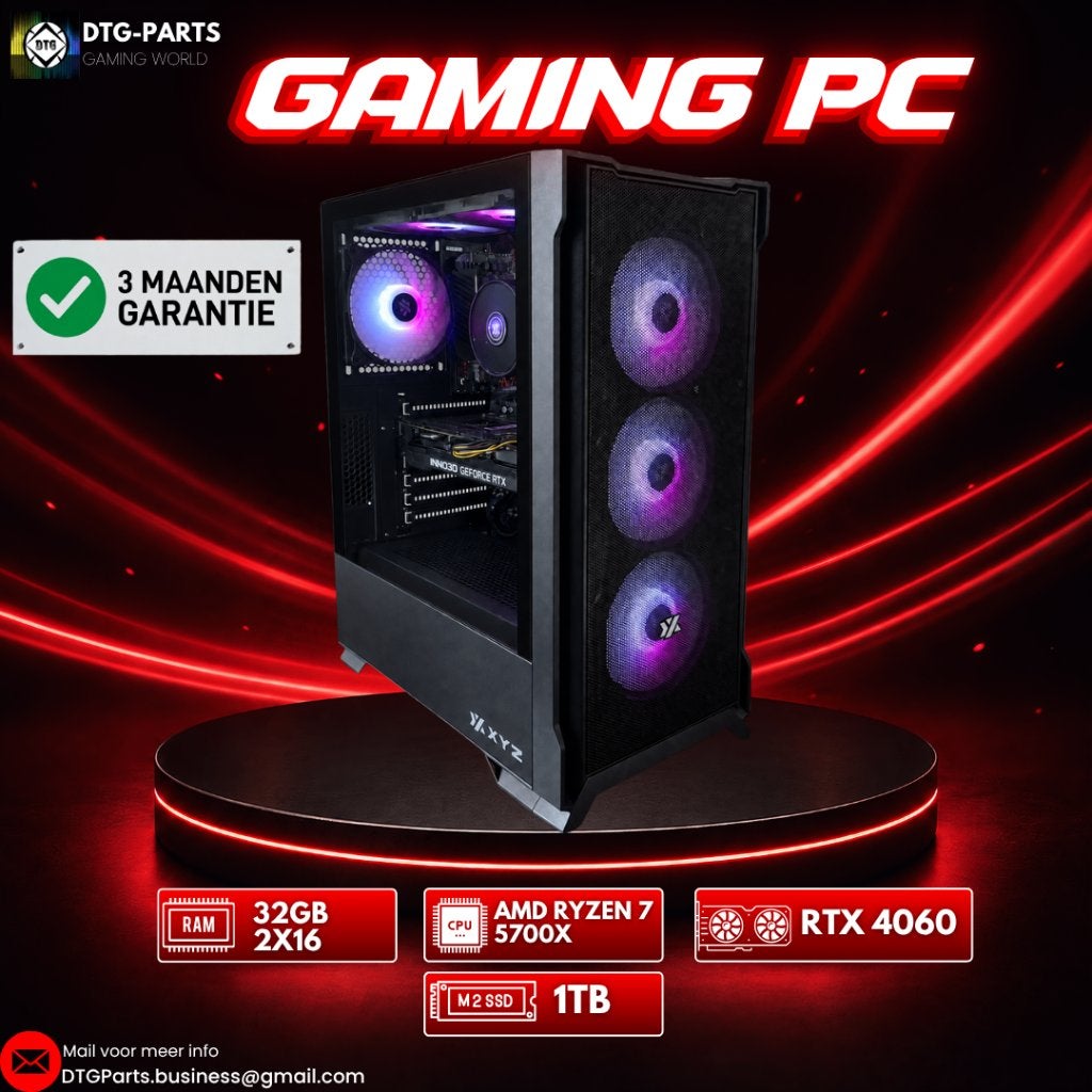 Gaming PC // RTX 4060 & AMD 7 5700X & 32GB & 1TB, Ophalen, 7604 HM, 32 GB, DTGParts.Business@gmail.com