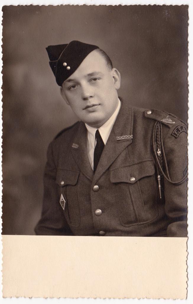 Antieke Foto Franse Soldaat FFA Duitsland, Verzamelen, Militaria | Algemeen, Landmacht, Foto of Poster, Duitsland, Verzenden