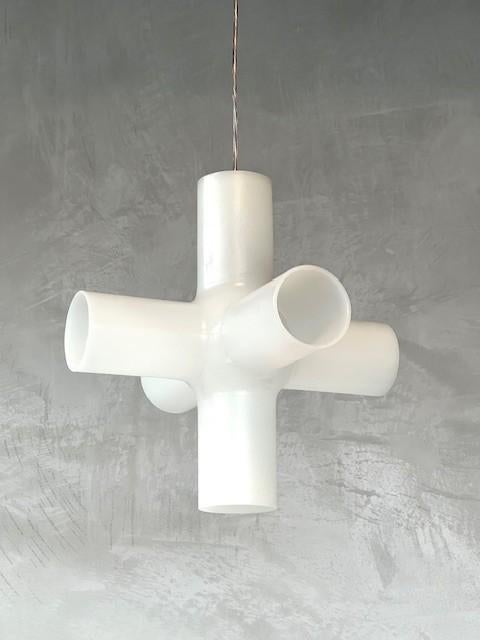 Crosslight hanglampen 7x vintage design rood wit prijs p/st, DARK, Kunststof, Jaren 90, DARK