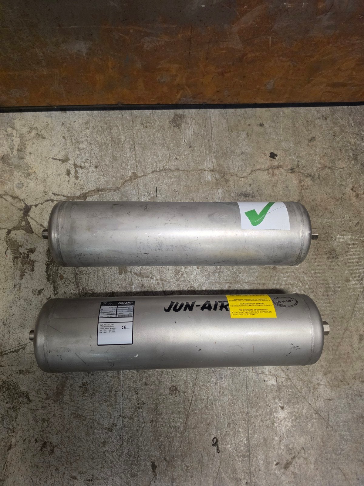 2x Jun Air 8.5 liter RVS luchttank / luchtvat tot 16 bar, Ophalen of Verzenden, Gebruikt