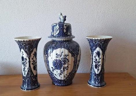 Prachtige Delfts Blauwe Vazen Set - Handgeschilderd, Ophalen