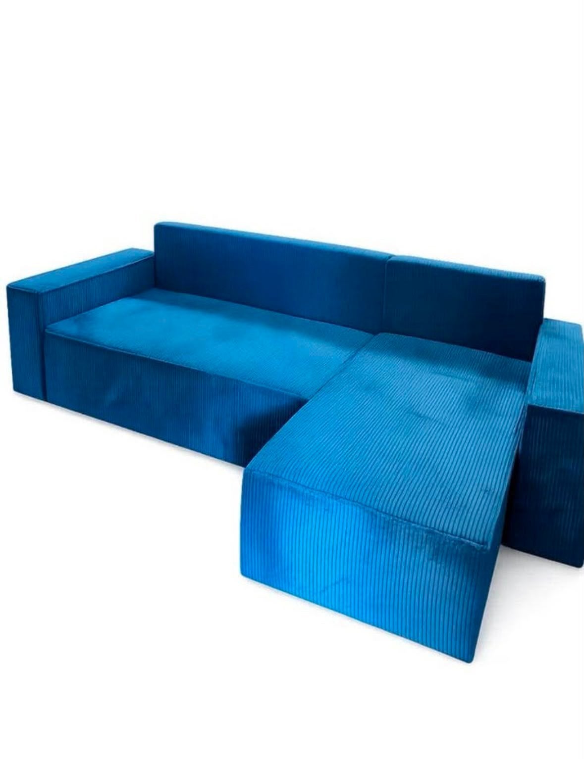 Rib fluweel blauwe bedbank donkerblauw helderblauw slaapbann, Ophalen, Bedbank, Hoekbank, Minder dan 150 cm