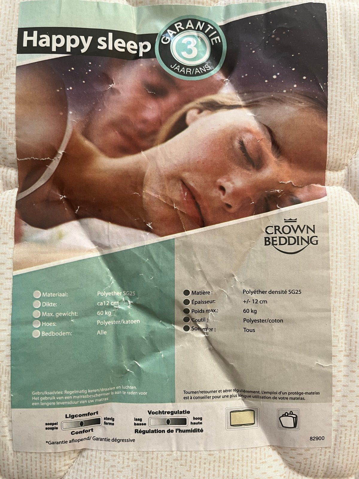 Happy Sleep Matras - Polyether SG25 - 200x90 cm, Ophalen, Gebruikt, 90 cm, Eenpersoons