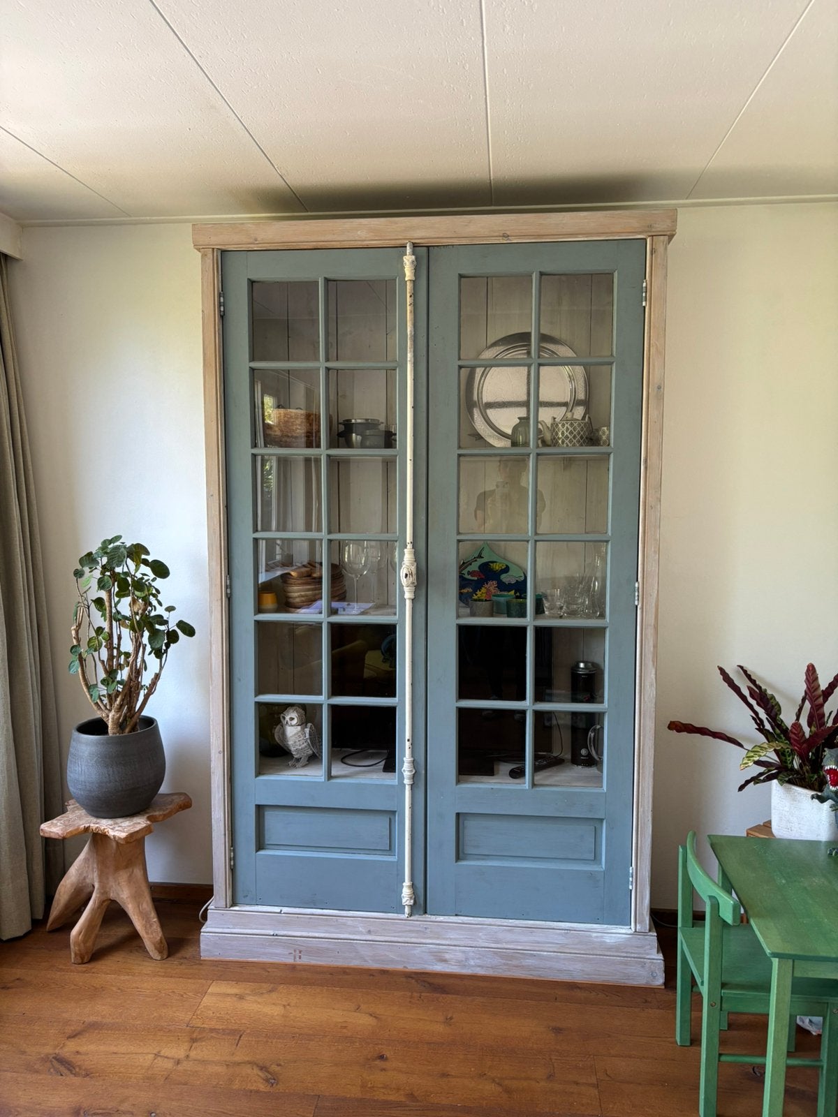 Brocante kast met echte oude franse deuren, Huis en Inrichting, Kasten | Vitrinekasten, Ophalen, 100 tot 150 cm, 200 cm of meer