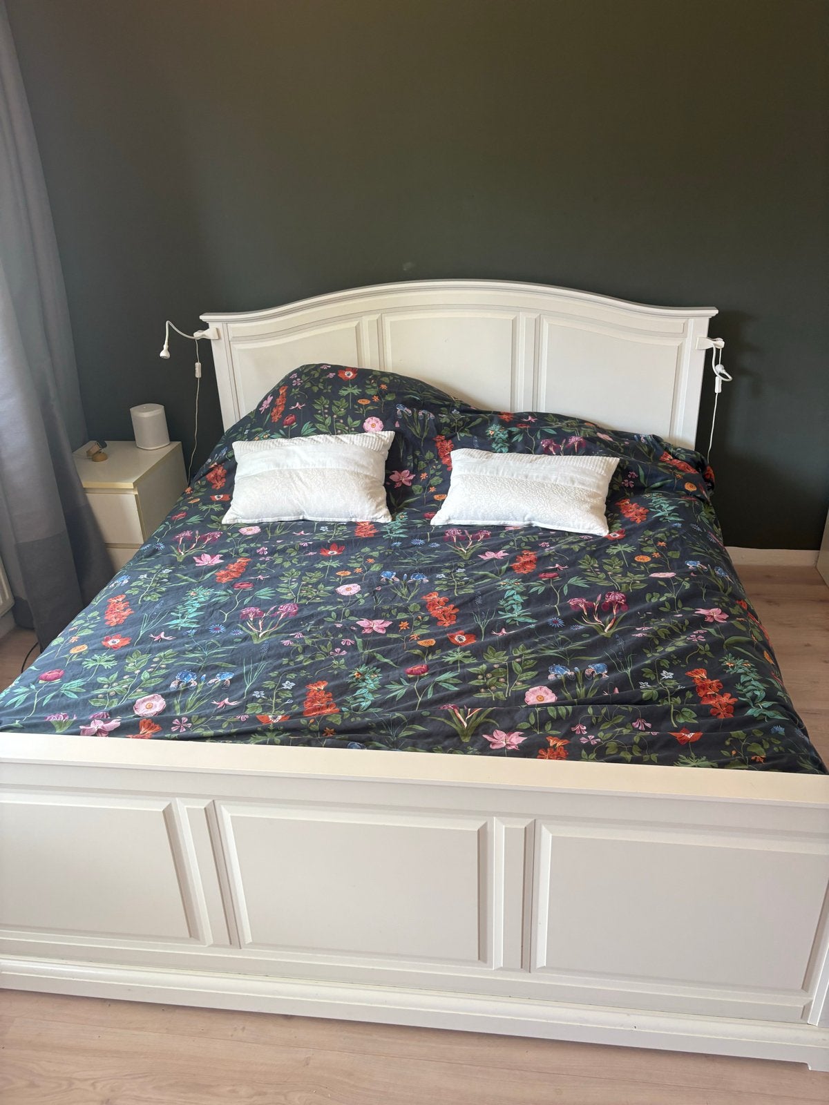 IKEA Birkeland tweepersoonsbed met lattenbodems, Ophalen, Gebruikt, Wit, Tweepersoons