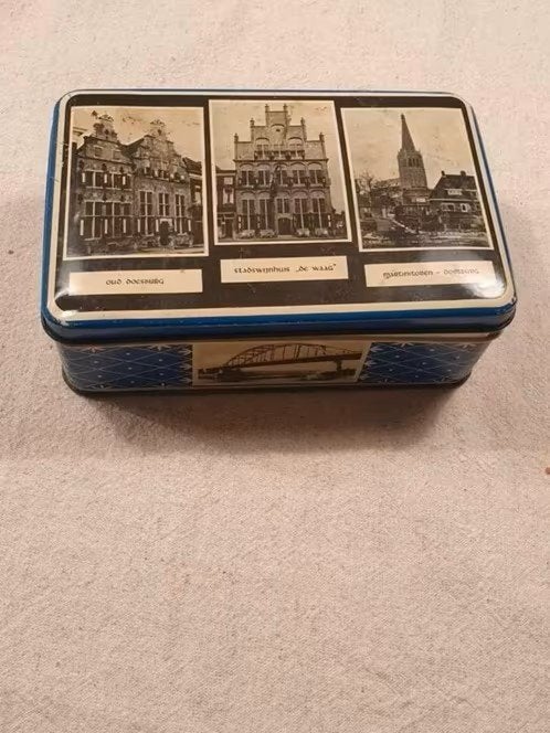 Koekjesblik oud Doesburg de Waag martintoren raadhuis   brug, Ophalen, Overige