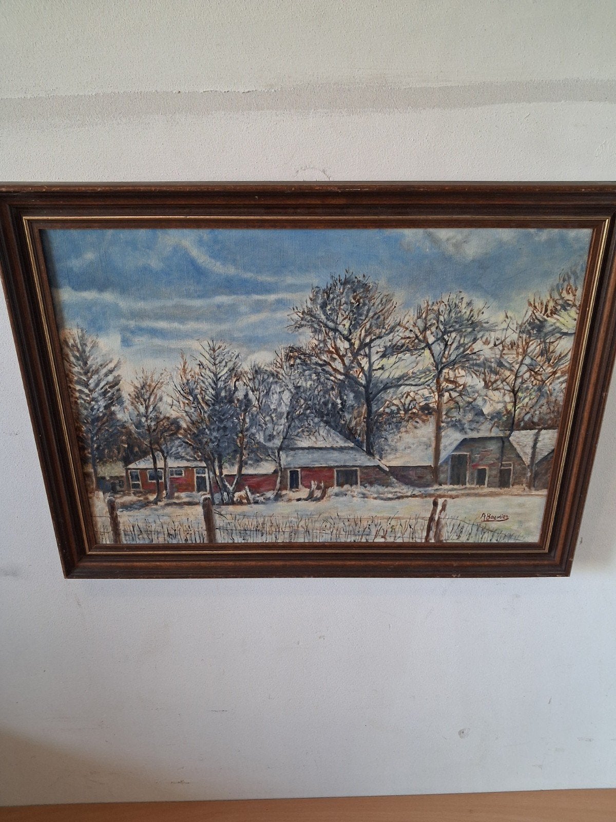 Schilderij Winterlandschap gesigneerd A. Baertien, Ophalen of Verzenden
