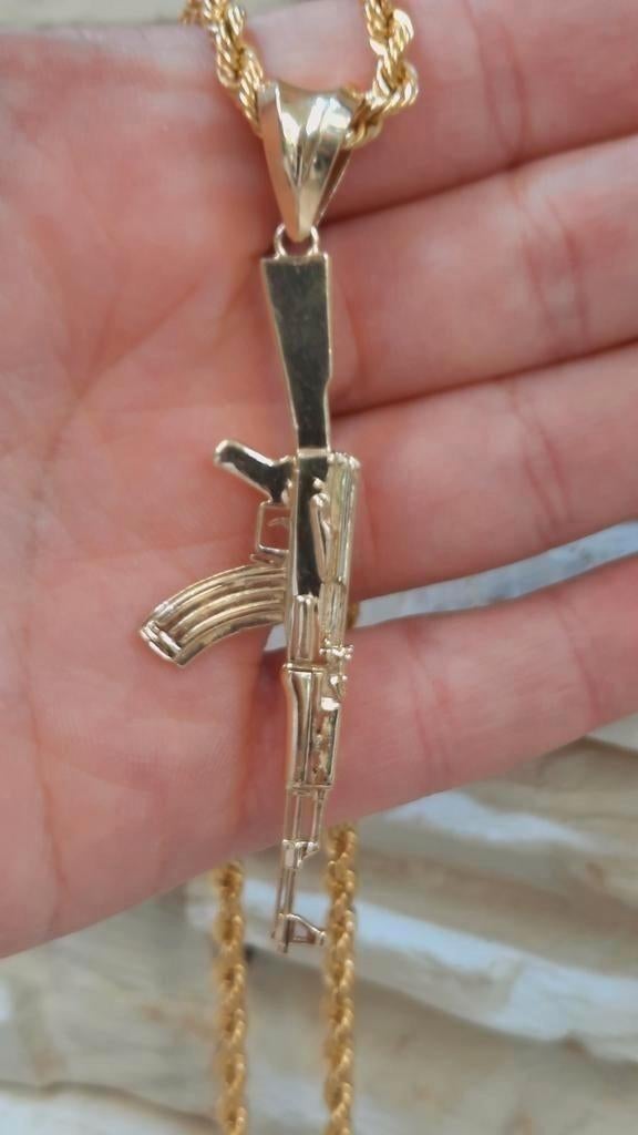 gouden ak_47, Sieraden, Tassen en Uiterlijk, Www.bredajuwelier.nl, Nieuw, Ophalen of Verzenden, Kruis of Symbool