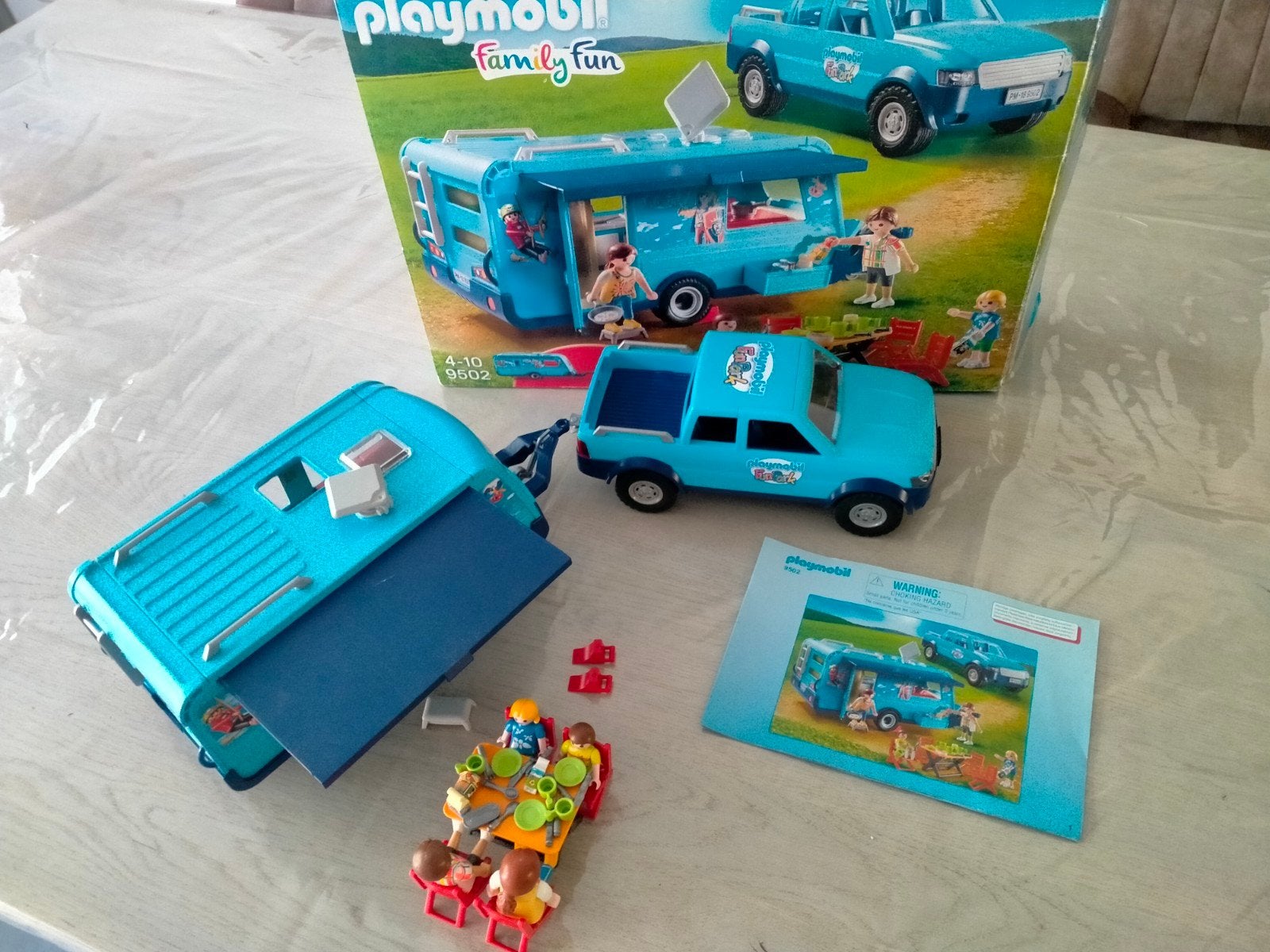 Playmobil Family Fun Camper met Pick-up Truck, Complete set, Voertuig, Zo goed als nieuw, Family fun