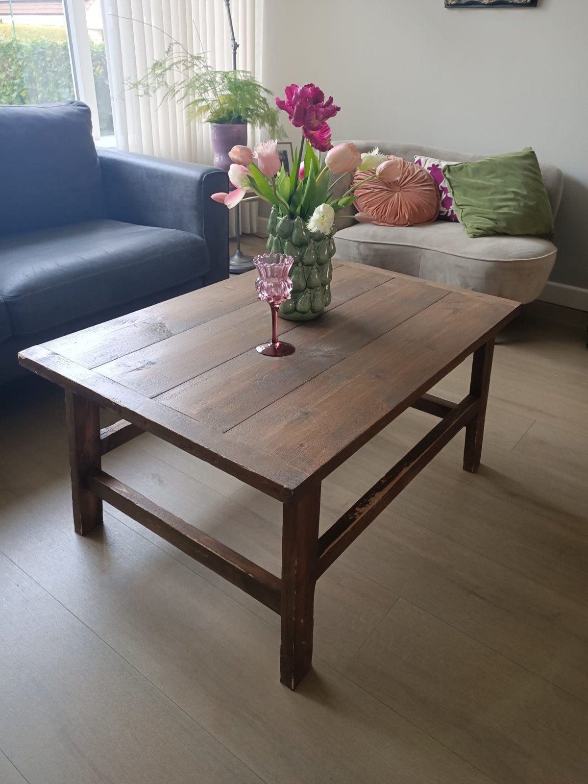 Robuuste houten salontafel - 100x70x50 cm, Huis en Inrichting, Tafels | Salontafels, Gebruikt, 50 tot 100 cm, Overige houtsoorten