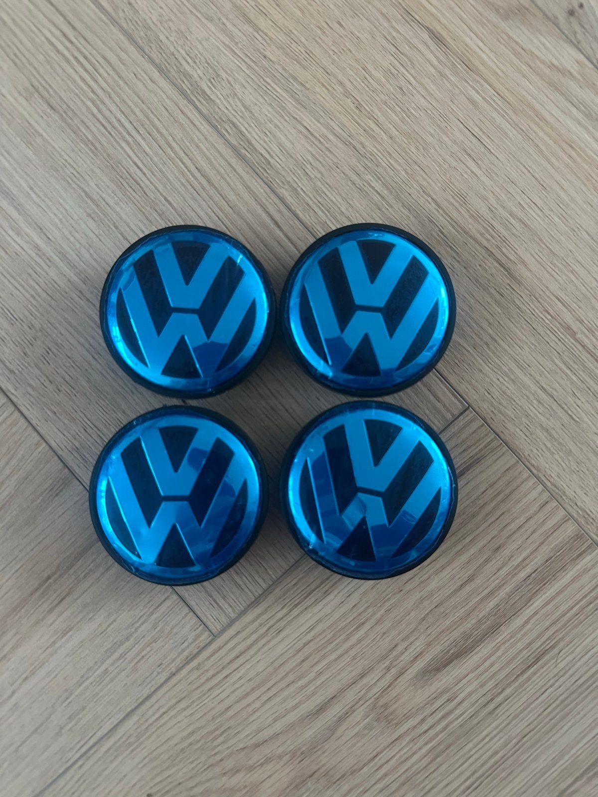 4x VW Wielnaafdoppen 65mm - Blauw, Ophalen of Verzenden, Nieuw