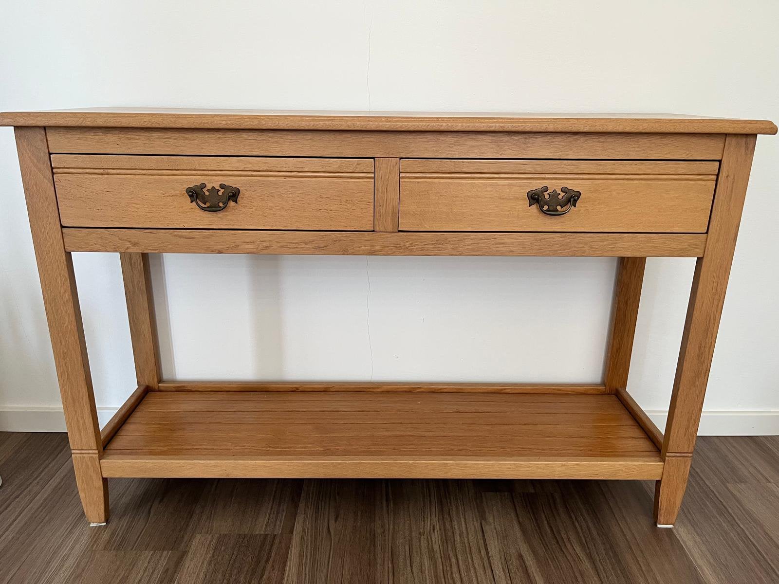 Houten dressoir met twee lades, Ophalen, Gebruikt, 25 tot 50 cm, Rechthoekig