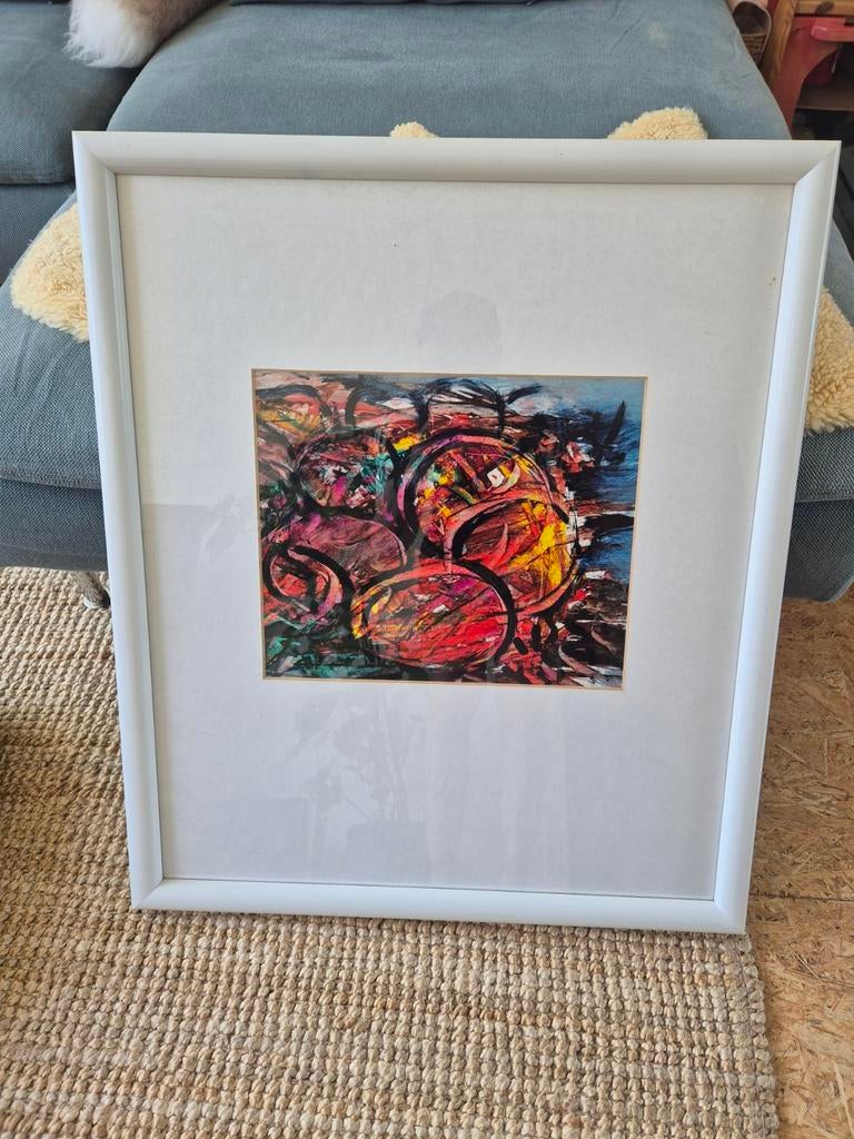 Abstract schilderij "Een te vol strand" van Aad Leemans, Ophalen of Verzenden