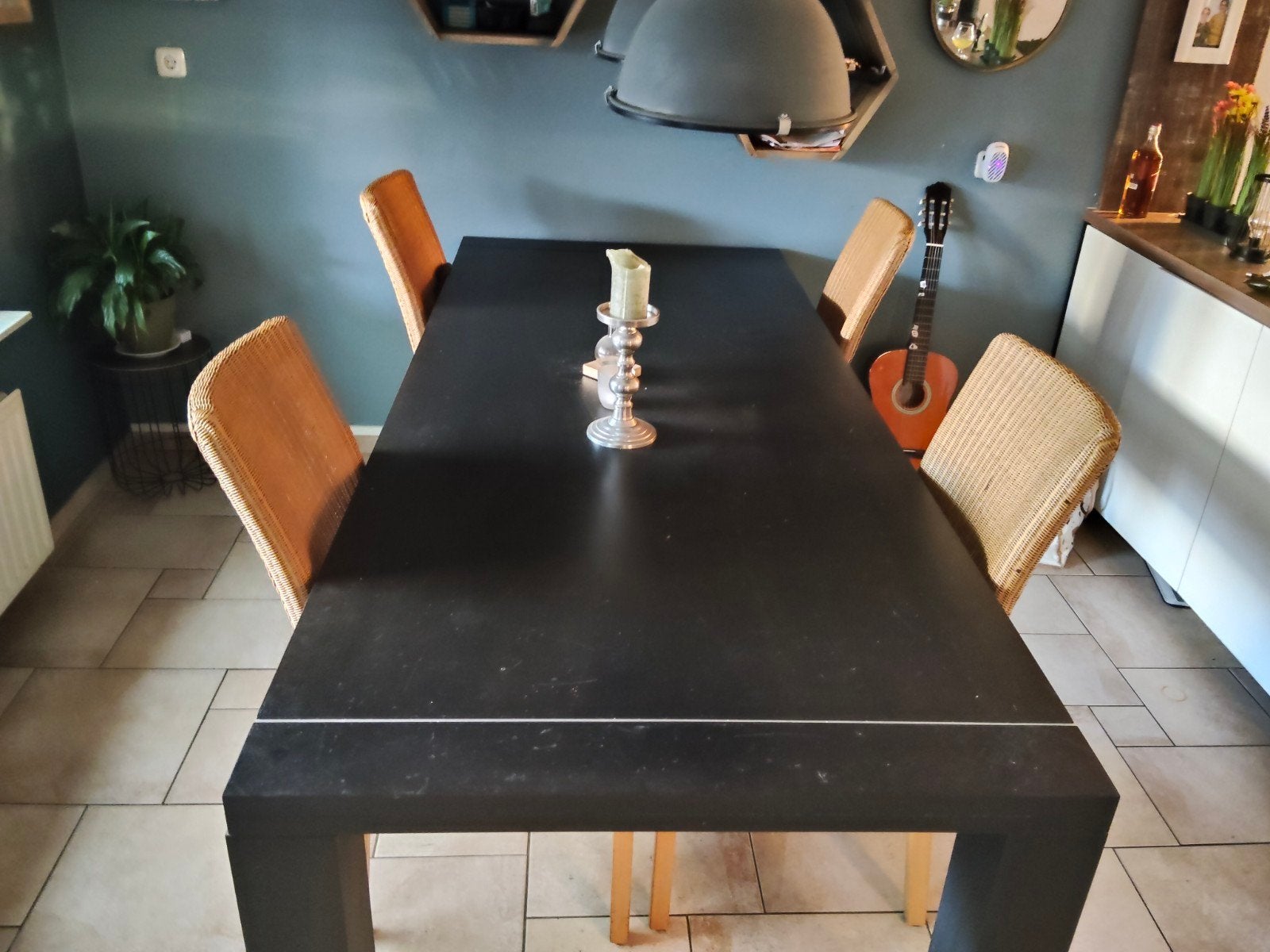 Zwarte eettafel met ruimte voor 4-6 personen, Ophalen, Gebruikt, 100 tot 150 cm, Modern, Industrieel