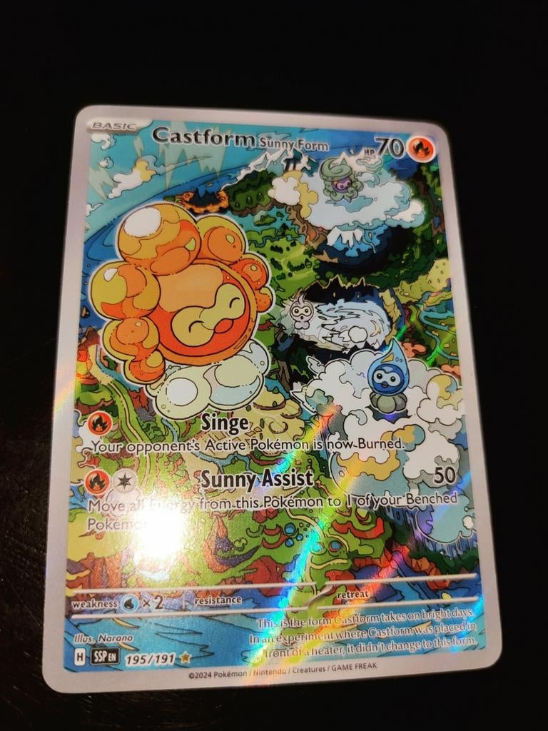 Castform/Sunny Form - "Surging Sparks", Hobby en Vrije tijd, Verzamelkaartspellen | Pokémon, Nieuw, Ophalen of Verzenden